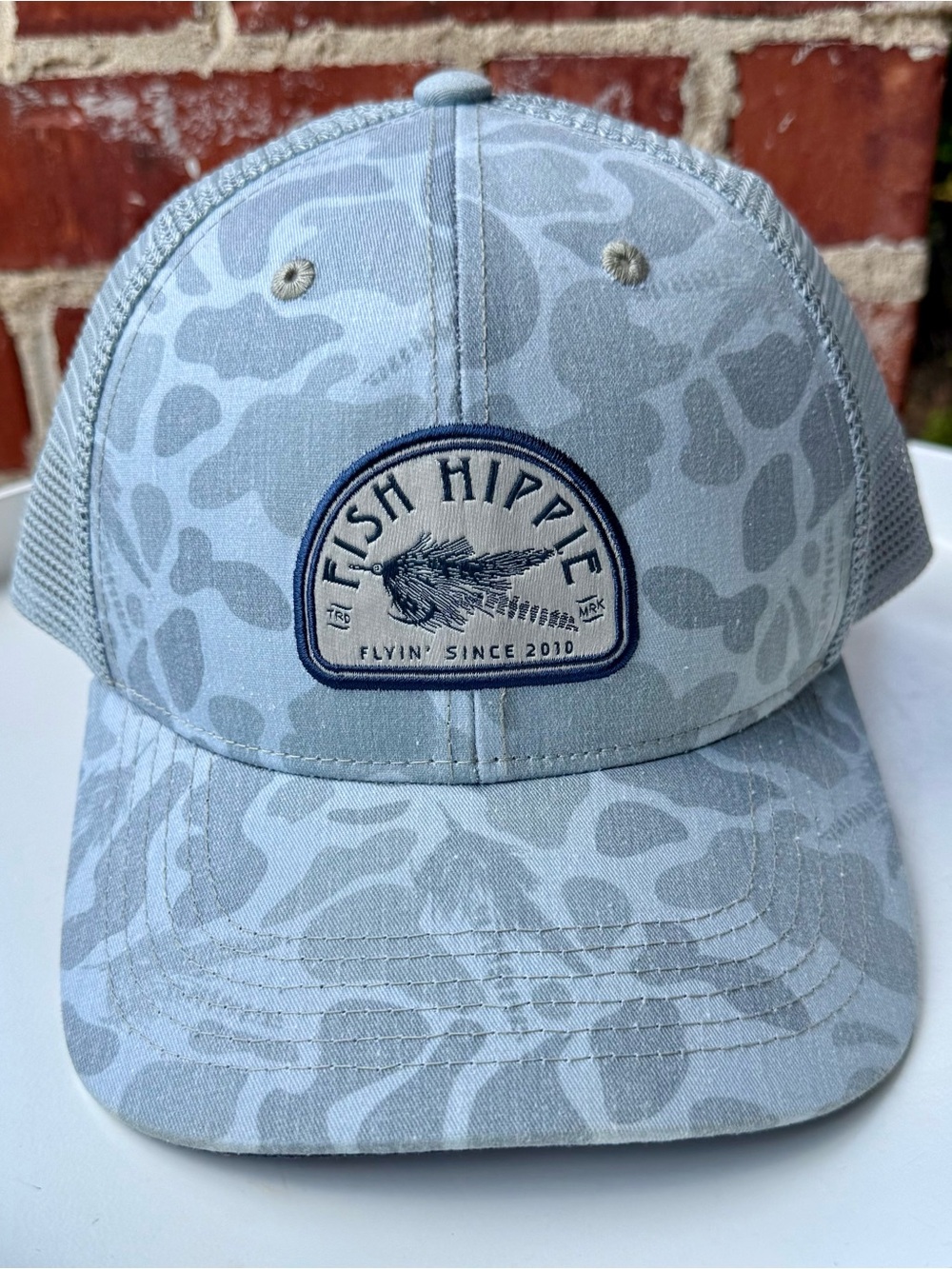 Fish Hippie Trucker Hat in grey camo 🐟